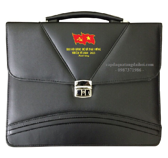Cặp da cán bộ nam quai cứng khóa bấm Loverent, da PU, mã số LVR105