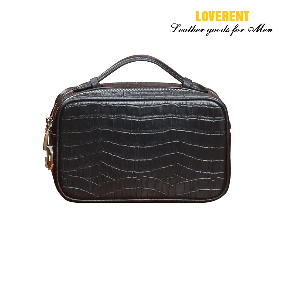 Clutch Came Ví cầm tay nam Loverent, da bò vân cá, mã số LVR031A