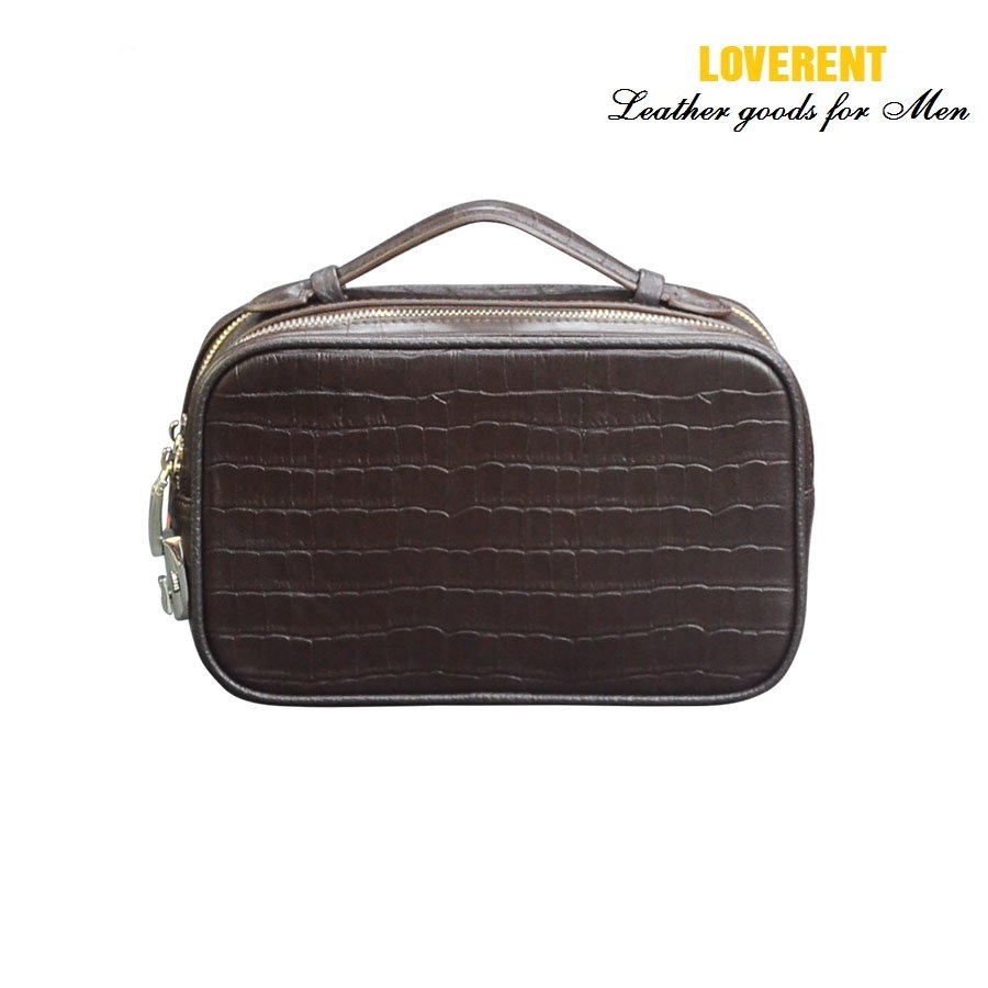 Clutch Came Ví cầm tay nam Loverent, da bò vân cá, mã số LVR031B