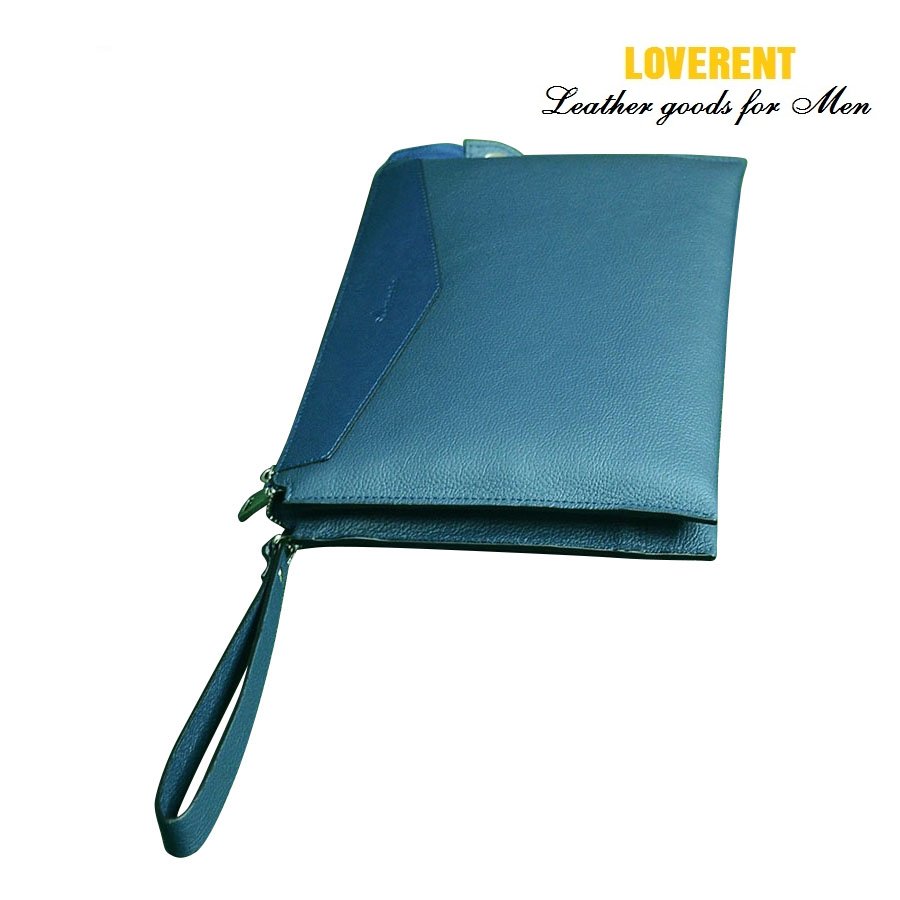 Clutch LV 2 thân – Ví cầm tay nam Loverent, da bò MILL, mã số LVR034A
