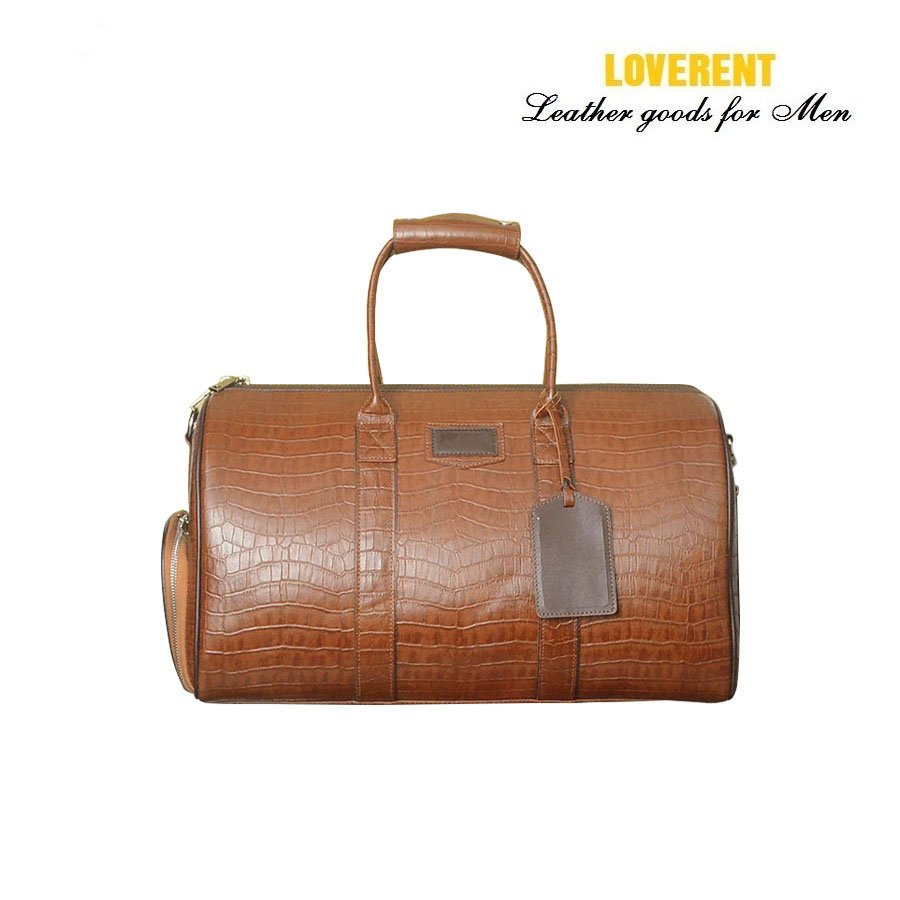 Túi Duffle xách tay Loverent, da bò dập vân cá, mã số LVR051B