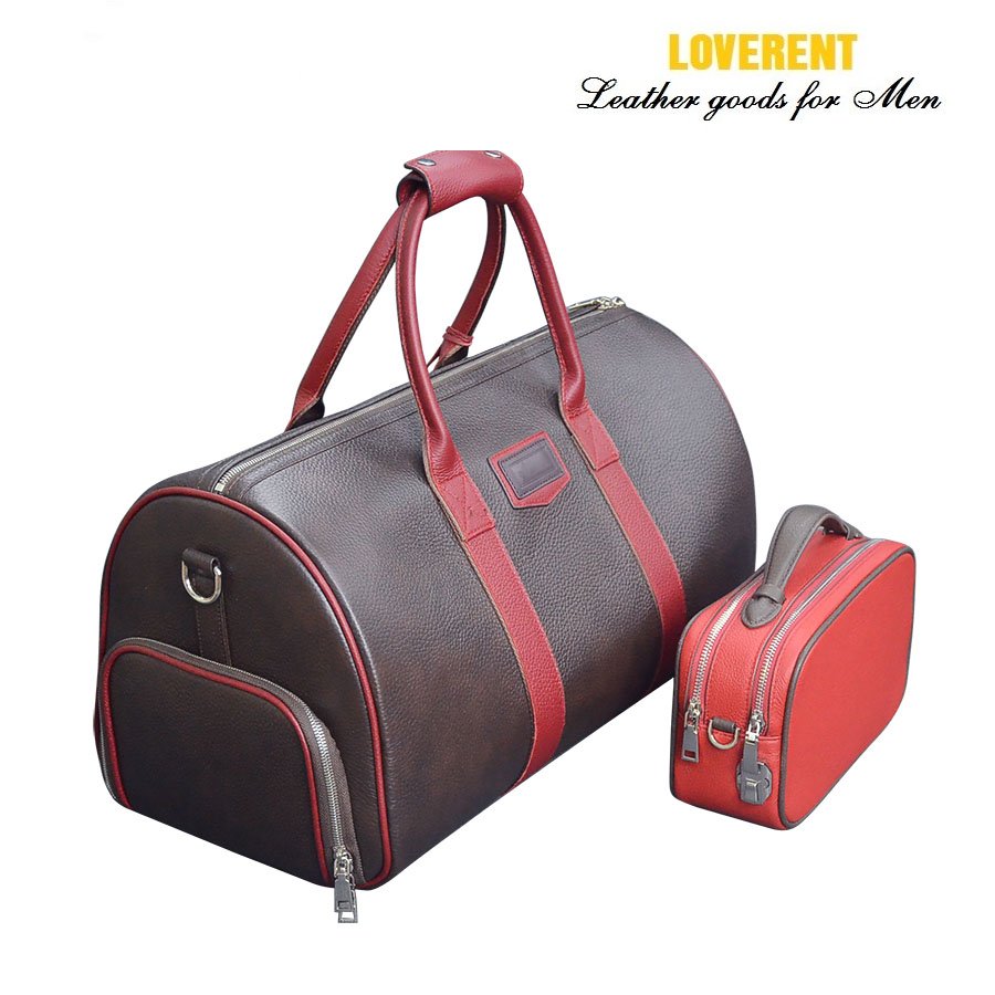 Duffle nâu phối đỏ 4