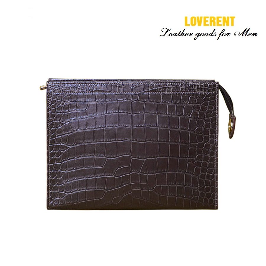 Clutch LV – Ví cầm tay nam Loverent, da bò vân cá, mã số LVR036C