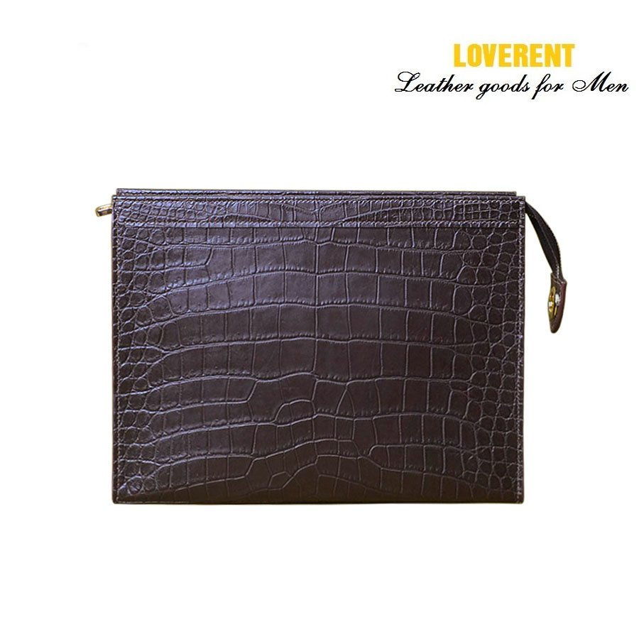 Clutch LV – Ví cầm tay nam Loverent, da bò vân cá, mã số LVR036A