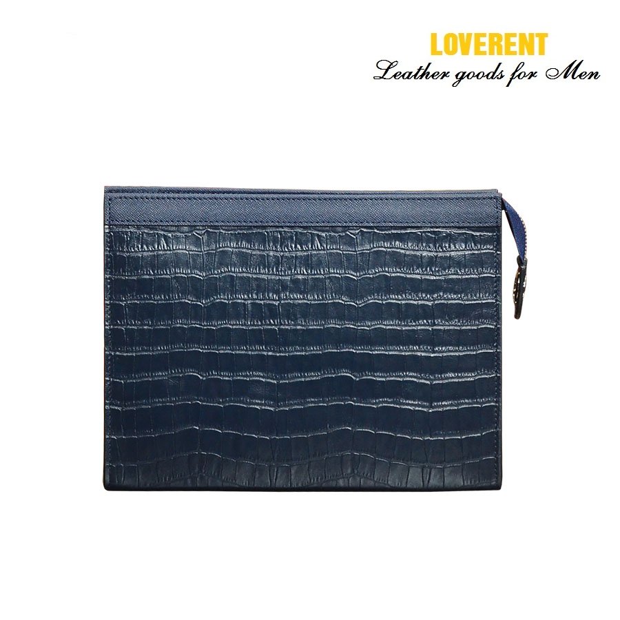 Clutch LV – Ví cầm tay nam Loverent, da bò vân cá, mã số LVR036D