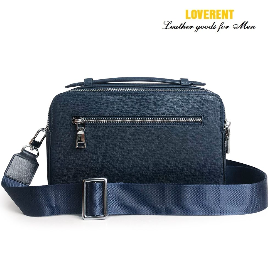 Túi đeo chéo Loverent, da bò vân taiga mã số LVR060C